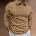 thumbnail image 1 of Waiimak Men Casual Solid Turndown Pullover Zipper High Elastic Blouse, 1 of 5