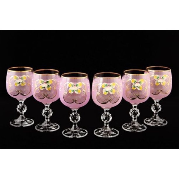 Bohemian Crystal Colored Glasses 6 Pc Antique Pink Enamel Wine Stem Goblets Walmart Com Walmart Com bohemian crystal colored glasses 6 pc antique pink enamel wine stem goblets