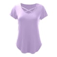 thumbnail image 6 of Lixiuxyad Women's Casual Solid Color V Neck Regular T Shirt Top For Everyday Wear Trendy Casual,Purple XXL, 6 of 6
