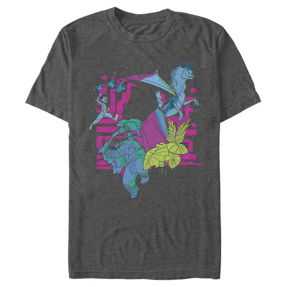 Men's Raya and the Last Dragon Colorful Characters in Action Graphic Tee Charcoal Heather Small