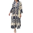 thumbnail image 1 of Pisexur Robe à Manches Longues Col en V Mode Imprimée Décontractée Robe Femme, 1 of 6