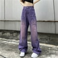 thumbnail image 2 of Women's Purple Gradient Straight Leg Jeans, Summer Denim Pants with Comfort Stretch & Modern Washed Finish,Purple S, 2 of 5
