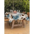 thumbnail image 3 of Outdoor Tablecloth with Umbrella Hole for Patio/Picnic/Party/Camping, Teal Brown Spring Floral Waterproof Table Cloth Rectangle Table Cover Washable, Vintage Botanical Summer (60"x 102"), 3 of 9