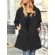 thumbnail image 4 of Moda mujer invierno Color sólido abrigo cuello vuelto manga tres cuartos botón bolsillo Casual largo Abanopi Negro/Grande, 4 of 7