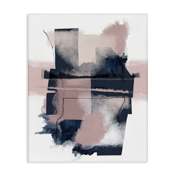Stupell Industries Contemporary Abstract Geometry Pink and Blue Watercolor Canvas Art, 16 x 20, by Urban Epiphany