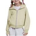 thumbnail image 2 of XINXIAOO Boys Girls Hoodies Long-Sleeve Zipper Beige Hoodie Casual Fall Hoodie with Pocket Girls Boys Clothes Size 7-8 Years, 2 of 6