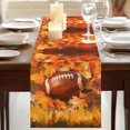 thumbnail image 3 of Fall Football Table Runner 72 Inches Long, Cotton Linen Table Runner Dresser Scarf, Thanksgiving Maple Leaf Orange Yellow Fabric Tablerunners for Dining Coffee Tables Wedding Holiday Party 13"x72", 3 of 9