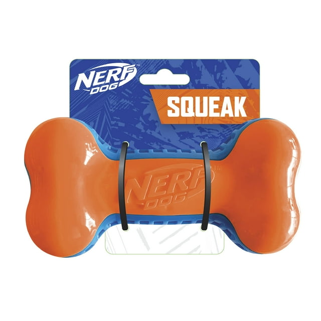 Toy Bone Nerf Dog TPR EXO Squeak 18 cm azul/naranja