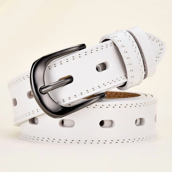 Belt Women's Hollow Real Soft Leather No Punching Belt Women's Korean Version Versatile Fashion Casual Decoration Jeans Belt