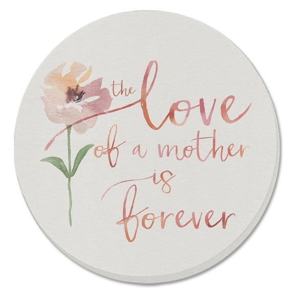 CounterArt "Love of Mom is Forever" 1 Pack Single Absorbent Stone Tumbled Tile Coaster 4" Diameter