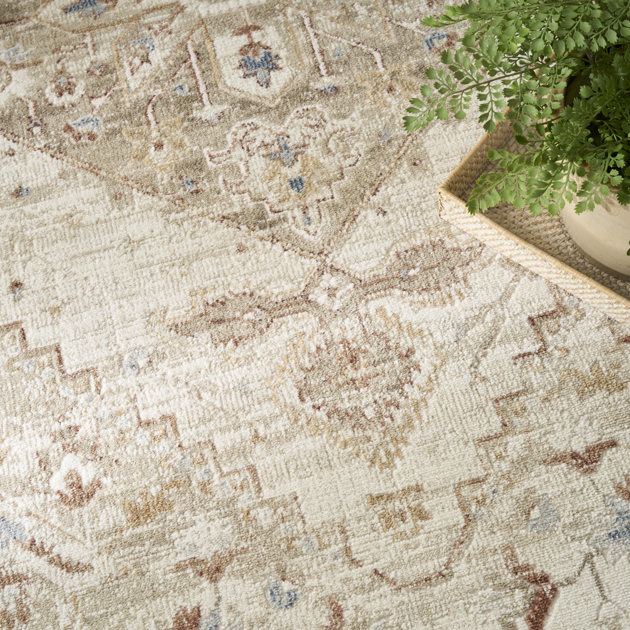 Nourison Pardis 4' x 6' Ivory Taupe Vintage Indoor Rug