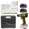 thumbnail image 5 of 2-Battery Cordless Drill Set, Black High-Torque Impact Drill with Durable Metal Chuck, 2-Variable Speed, LED Light, Compact Charger for Home DIY Projects and Power Drive, 5 of 9