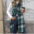 thumbnail image 5 of Yigetop Vest Tops for Women Flannel Vest for Women 2024 Fall Plaid Lightweight Lined Long Fashion Casual Elegant Jacket with Pockets Vests for Women 2024 Trendy Green M, 5 of 7