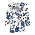 thumbnail image 6 of Babysbule 3/4 Sleeve Flower Printed Thin Button-Down V-neck Blouse & Top, Women's, 6 of 6