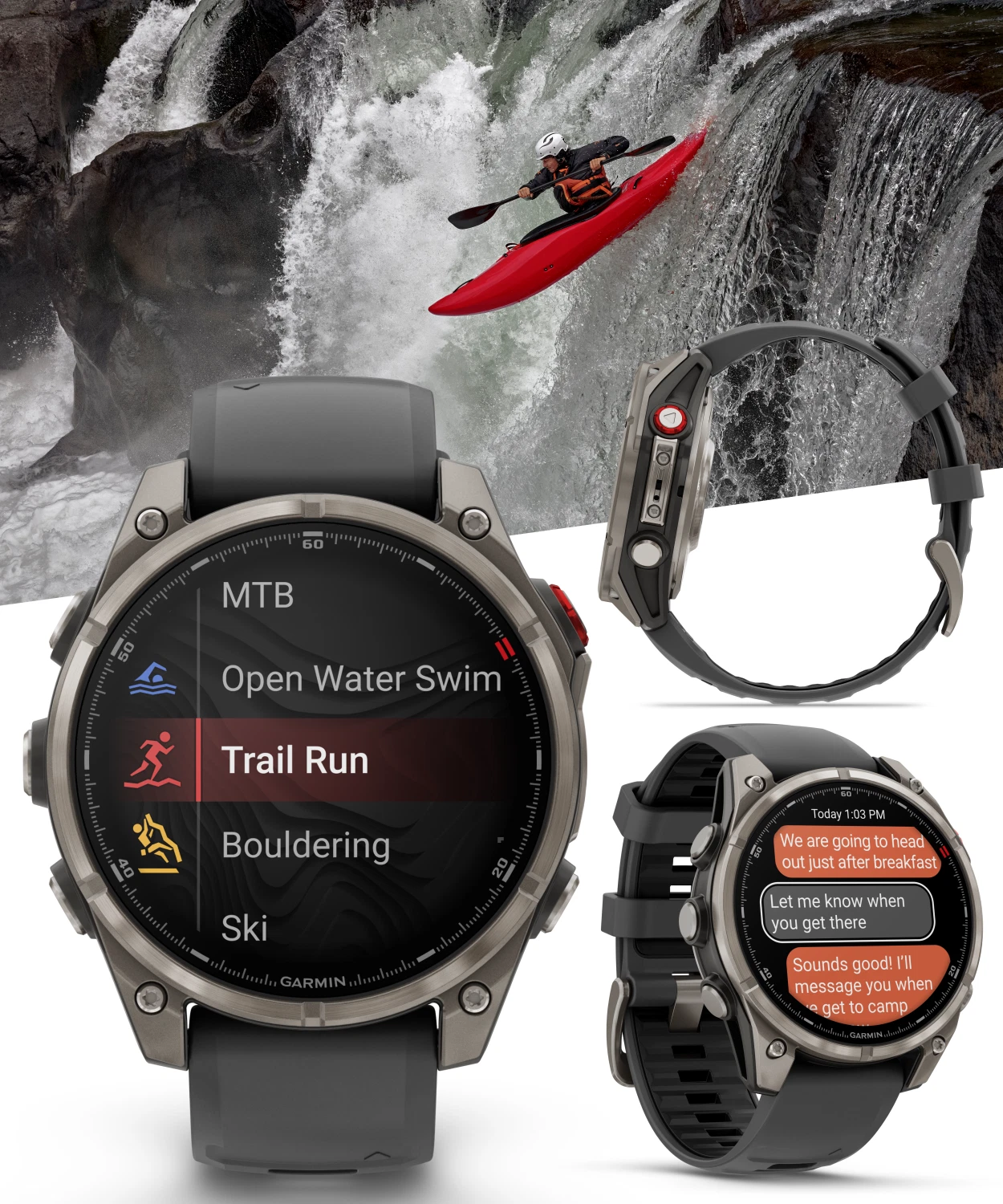 Garmin Fenix 8 Pro - 47mm AMOLED Sapphire Premium Connected Multisport GPS Smartwatch, inReach, Titanium & Graphite/Black Silicone Band w/ Wearable4U Black Earbuds Bundle