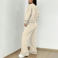 thumbnail image 4 of Women Sweatsuits 2 Piece Set Zip Up Sweatshirt and Wide Leg Sweatpants Set Beige XL, 4 of 5