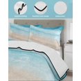 thumbnail image 4 of Quilts Twin-XL Size Bedding Set, Blue Coastal Lightweight Quilted Comforter, Beach Nautical Seaside Ocean Beige Soft Reversible Bedspread Coverlet with Pillow Covers for All Season, 68" x 98", 4 of 7