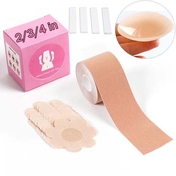 Boob Tape Wide, Breast Lift Tape, Boobytape Plus for Lift Large Big Size and A to G Cup,Adhesive Bra Tape, Body Tape Chest Support.Fashion Push up in All Dress (Nude B)