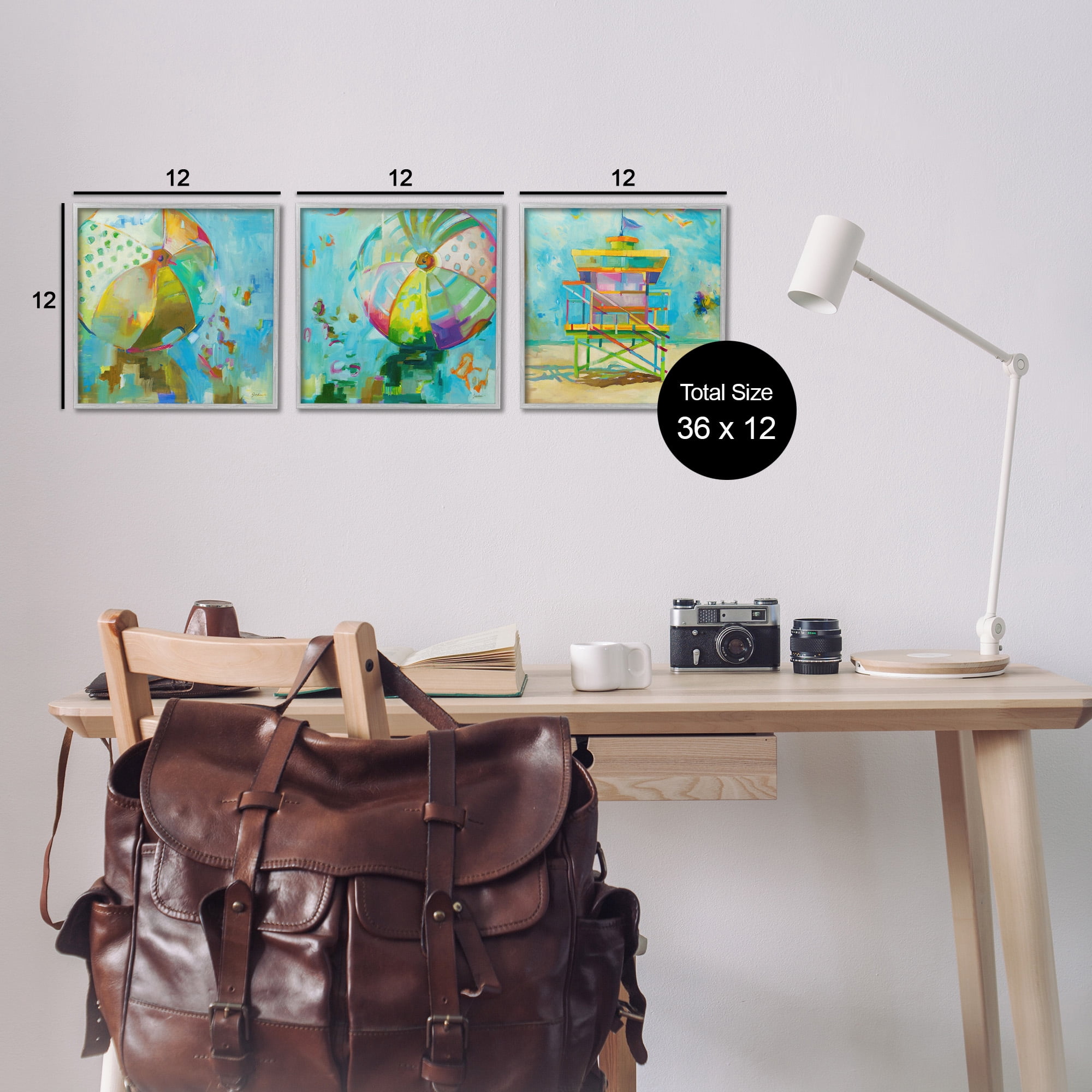 Stupell Industries Abstract Beach Scenes Abstract Painting Gray Framed Art Print Wall Art, 12 x 12, Set of 3