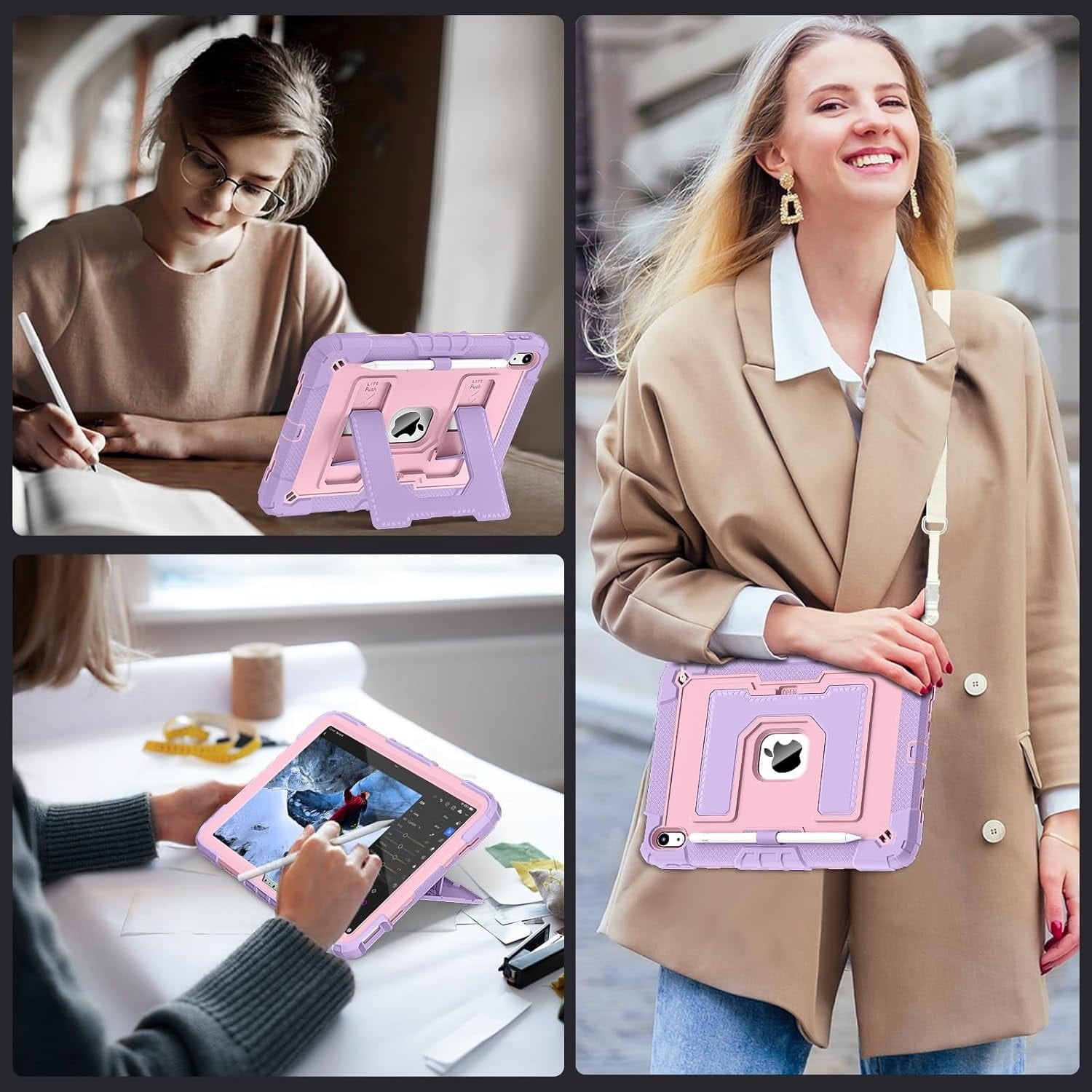 For IPad (A16) 11th/10th Generation 2025/2022 Kids Friendly IPad Case 10th Generation With Shoulder Strap/Pencil Holder,Heavy Duty Shockproof Cover For I Pad (A16) 11th/10th Generation 2025/2022