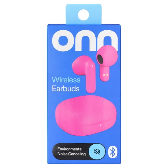 onn Mini Stick Wireless Earbuds with Environmental Noise Cancelling, Pink