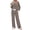 Coffee, variant on Fantaslook Womens Color Block Pajamas Crewneck Long Sleeve Lounge Sets Casual Jogger Outfits with Pockets
