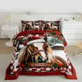 thumbnail image 2 of Homewish Farmhouse Horse Bedding Comforter Set 2pcs for Female Men Teens,Geometric Plaid Twin Comforter Sets Microfiber,Merry Christmas Breathable Bedding Set,Super Cozy Room Decor,Reversible, 2 of 8