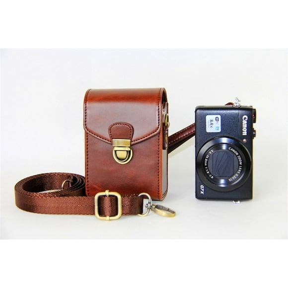 ERDS-Digital Camera Cover Case Bag with Shoulder Strap For Canon Powershot G7X Mark II G1X2 G15 G16 G1X SX700 SX520 SX530 SX170 G10 G11 G12 -Coffee