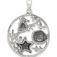 thumbnail image 3 of Sterling Silver Polished And Antiqued Sea Life Circle Pendant (Width 23.2) (Length 31) - Jbsp, 3 of 5