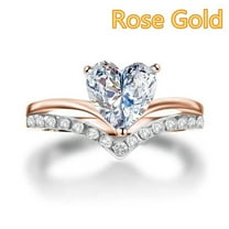 KDSJSXW Gold Jewelry for Women Women's Heart-Shaped Zircon Diamond Personalized Princess Engagement Ring Wedding Bands for Women Gold Ring Gold Jewelry for Women(Rose Gold,6)