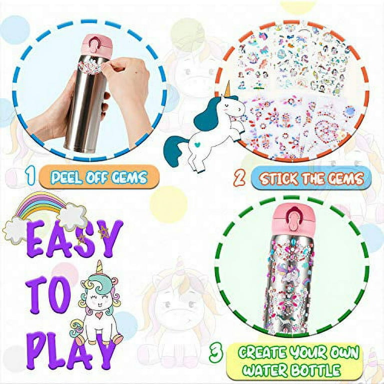 Cokoka Decorate & Personalize Your Own Water Bottle with 8 Sheets Gem  Stickers, DIY Art Kit and Craft Kit for Girls Age 6-12, DIY