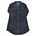 thumbnail image 4 of ZHOGXU Summer Dresses For Women Long Sleeve Lapel Striped Print Buttons Maxi Loose Fit Nightdress For Home Wear,Black,Xl, 4 of 4