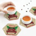 thumbnail image 7 of Pofeuu Christmas Vintage Red Truck Print Leather Coasters Set of 6, Round Cups Mugs Mat Pad for Home Kitchen Heat Resistant Drink Coasters,Hexagon, 7 of 7