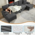 thumbnail image 4 of Puremind 112" U Shaped Sofa, 4 Seat Sofa with Double Chaises, Corduroy Sectional Couch for Living Room/Apartment, Dark Gray, 4 of 5