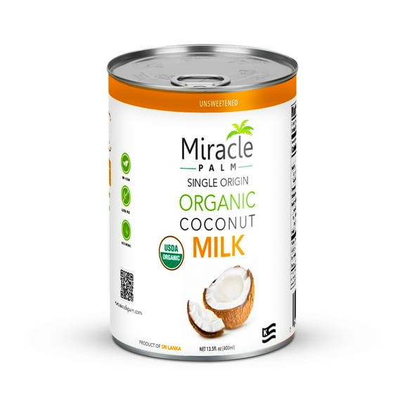 Miracle Palm Coconut Milk Unsweetened - Coconut Milk Canned, Additive Free Organic 13.5 Fl Oz (Pack of 3)