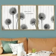 thumbnail image 2 of IDEA4WALL Framed Canvas Print Wall Art Set of 3 Dark Dandelion Flowers on Wood Background Wall Decor Retro Vintage Nature Botanical Floral Prints Minimal Bohemian Artwork - Natural 16"x24"x3, 2 of 5