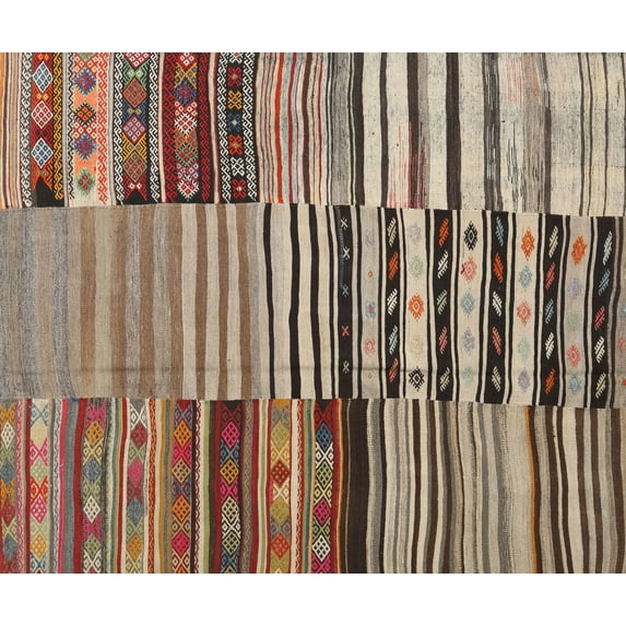 Ahgly Company Indoor Rectangle Contemporary Light French Beige Brown Patchwork Area Rugs, 8' x 12'