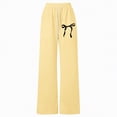 thumbnail image 4 of NIEWTR Girls Spring Casual Joggers Straight Wide Leg Loose Fit Sweatpants Elastic High Waist Lounge Pants with Pockets（Yellow,5-6 Years), 4 of 4