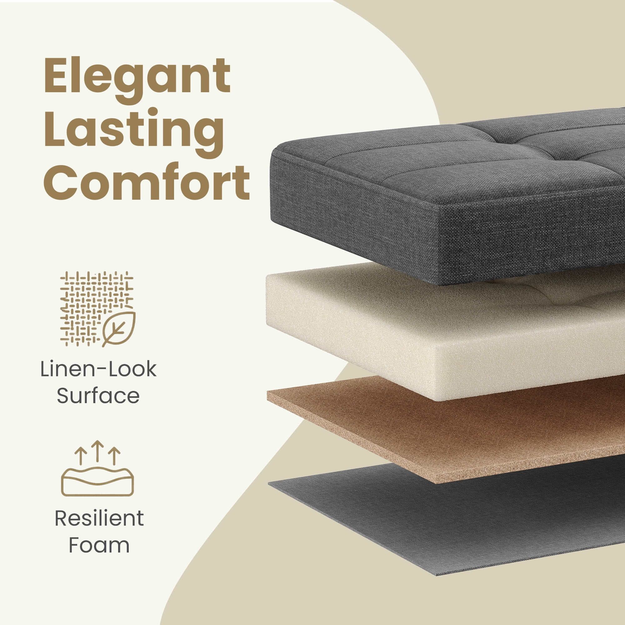 Ledrem Large Folding Storage Ottoman Bench with Footrest, Slate Gray