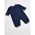 thumbnail image 5 of Little Me Sailboat Nautical Snap Front Footie Pajamas with Hat For Baby Boys Sleep N Play One Piece Romper Coverall Infant Footed Sleeper; Pijamas Para Bebes - Red, White, Navy Blue - 9 Month, 5 of 5