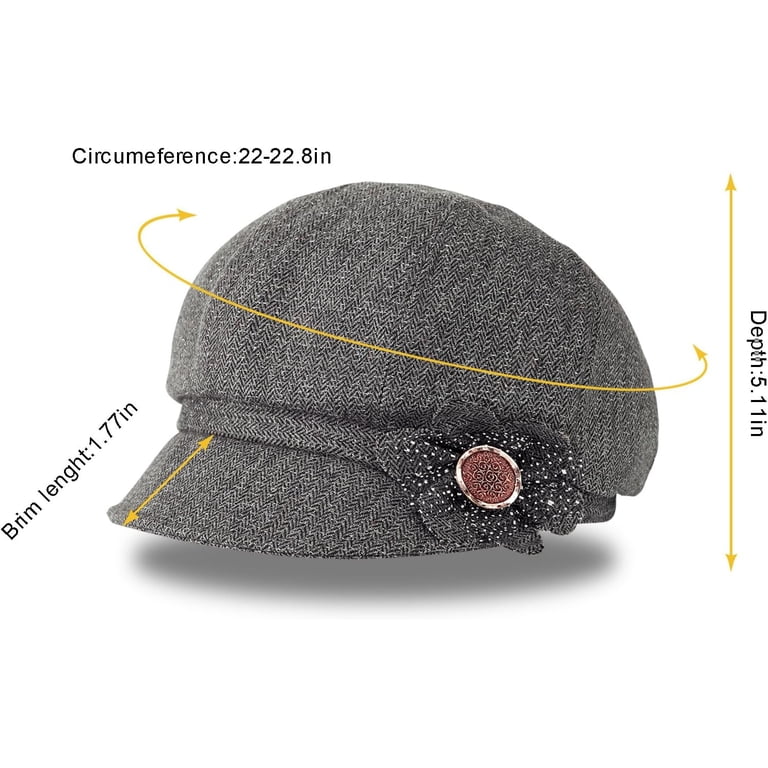 Women\'s Retro Classic Visor Newsboy Cabbie Cap Beret Hats with Flower Buckle Juiterchy Women Retro Classic Visor Newsboy Cabbie Cap Beret  main image 3