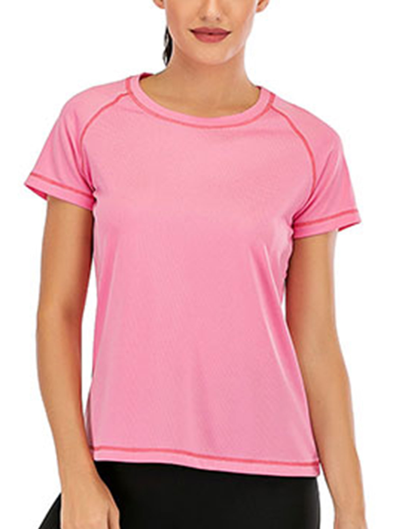 Loovoo Women Crewneck Short Sleeve Sports Running T-Shirts 2 Pack Workout Shirts Tee Top