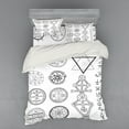 thumbnail image 2 of Occult Duvet Cover Set, Design Circular Pentagram Hidden Knowledge of Cosmos Themed Print, Bedding Set with Shams and Fitted Sheet, 3 Sizes, by Ambesonne, 2 of 3
