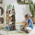 thumbnail image 3 of GVN 4 Tier Tree Shape Kids Rotating Bookshelf 360° Display Rack Storage Organizer-Green, 3 of 8