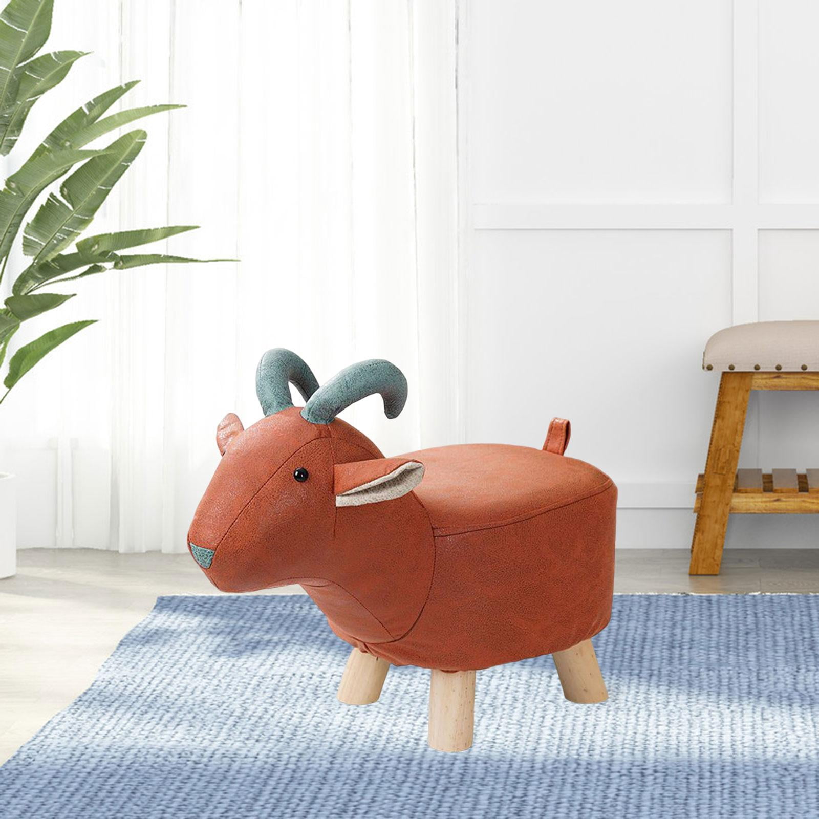 Animal Footstool Footrest Ottoman Wood Multifunctional Cute Cartoon Room Decor Bench for Porch, Living Room, Entryway, Guest Room, Bedroom