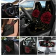 thumbnail image 2 of Jeiento Rose Car Seat Covers Full Set 15 Pack Auto Steering Wheel Cover Seat Belt Pads Coasters Trash Bin Hanging Storage Bag Cup Holders Rearview Mirror Cover Key Ring for Women, Red, 2 of 7