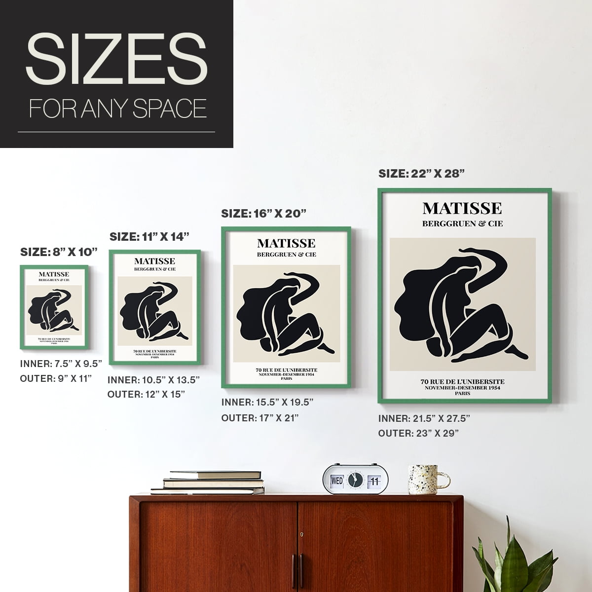 Matisse CXLIV Framed Print in Green Solid Wood 8 x 10 Framed Print
