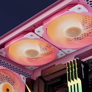 Vetroo SA-140 Pink 140mm Addressable RGB & PWM Motherboard Sync Computer PC Cooling Fans with Controller Low Noise High Performance 4-Pin 1200 RPM Hydraulic Bearing