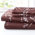 thumbnail image 3 of Collections Etc 4-Piece Foliage Bed Sheets and Pillowcases Set Chocolate - King, 3 of 5