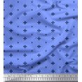 thumbnail image 1 of Soimoi Blue Rayon Fabric Geometric Plus Sign & Jamdani Print Fabric by the Yard 56 Inch Wide, 1 of 2